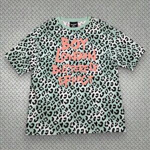 rare BOY LONDON Leopard Print Butterfly Effect Mint Green Tshirt